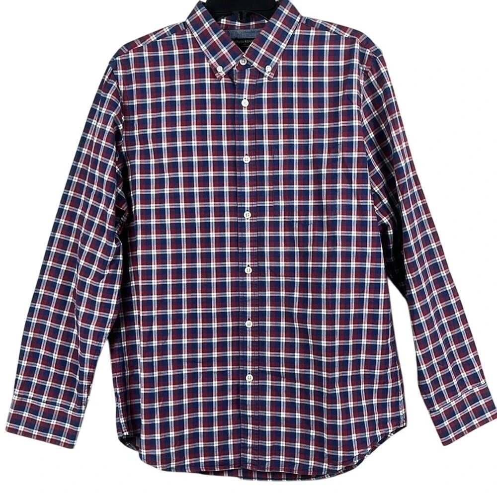 Banana Republic Mens Long Sleeve‎ Button Down Shirt Size Medium Red Blue White